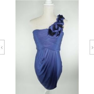 NWT BCBGMAXAZRIA Blue Asymmetrical Dress, ASO Yvonne Strahovski, $258 tag attach